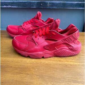 Nike Air Huarache Run Triple Red Sneakers Mens 9.5 All Red Athletic Shoes